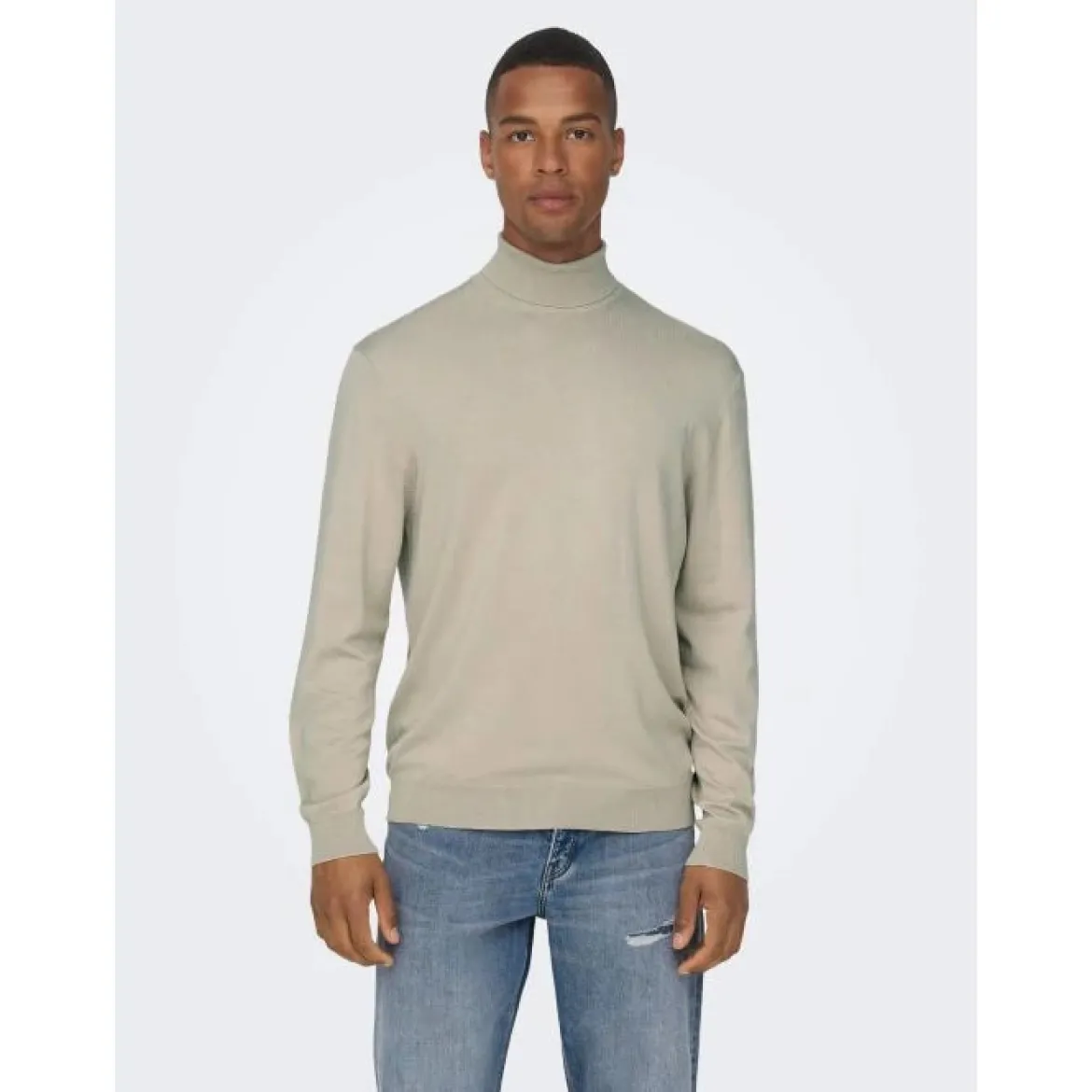 Only and Sons Miesten Pooloneule, Wyler Life Roll Neck Nos Valkoinen