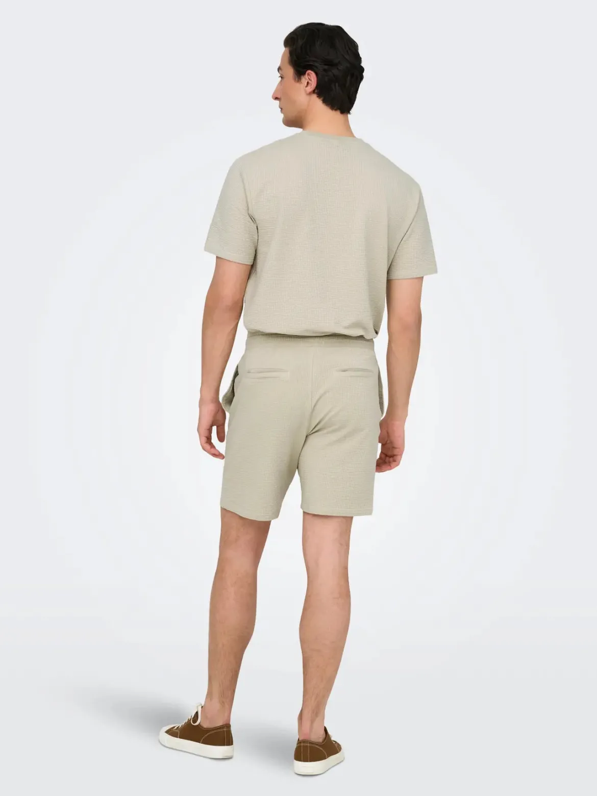 Only and Sons miesten shortsit ONSKIAN Life Reg Seersucker Shorts, silver lining