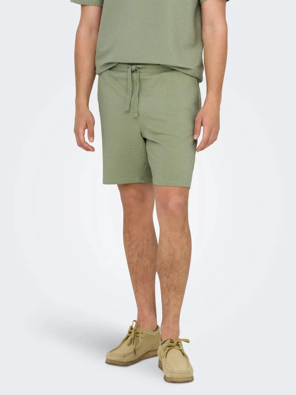 Only and Sons miesten shortsit, K KIAN REG SEERSUCKER SHORTS Seagrass