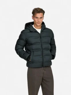 Only and Sons miesten takki K UNION SEAMLES LIFE HOOD PUFFER JACKET, musta