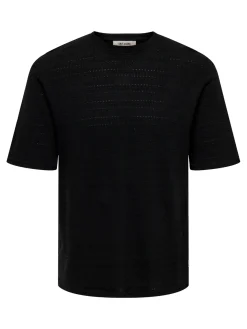 Only and Sons miesten t-paita, GIVO REG 12 SS CREW KNIT Black