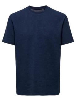 Only and Sons miesten t-paita, K KIAN REG SEERSUCKER SS TEE Tummansininen