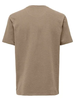 Only and Sons miesten t-paita, K KIAN REG SEERSUCKER SS TEE Tumma Kameli