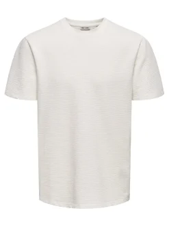 Only and Sons miesten t-paita, K KIAN REG SEERSUCKER SS TEE Cloud Dancer