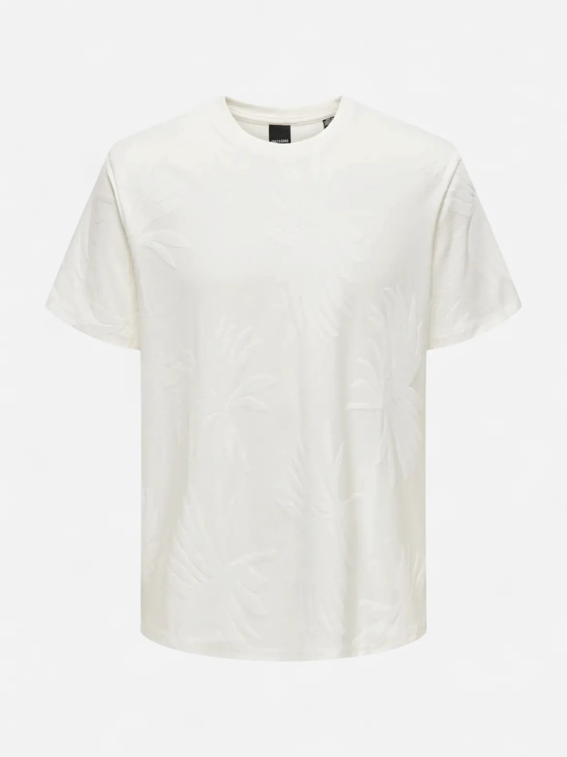 Only and Sons miesten T-paita Marco Life Palm Jacquard, Cloud Dancer