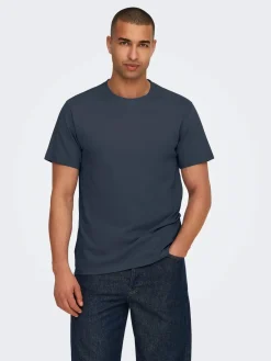 Only and Sons miesten T-paita Onsmax Life Ss Stitch Tee Noos, Blue Nights