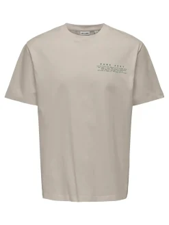 Only and Sons miesten t-paita Onsfred Life RLX SS Print Tee, Silver Lining Citros