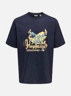 Only and Sons miesten t-paita, ONSXMAS RLX SS TEE HP Navy Blazer