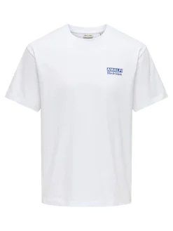 Only and Sons miesten t-paita Onsfred Life Rlx Ss Print Tee, Bright White Amalfi