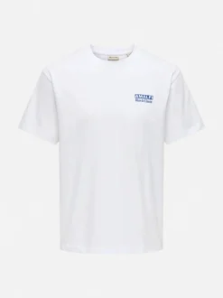 Only and Sons miesten t-paita Onsfred Life Rlx Ss Print Tee, Bright White Amalfi