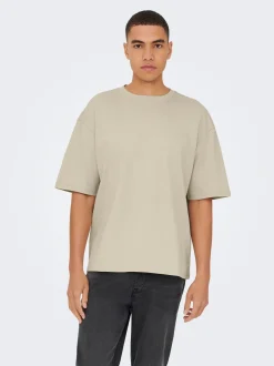 Only and Sons miesten t-paita ONSCaspian Airflex Boxy SS Tee Noos, Silver Lining