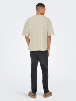 Only and Sons miesten t-paita ONSCaspian Airflex Boxy SS Tee Noos, Silver Lining