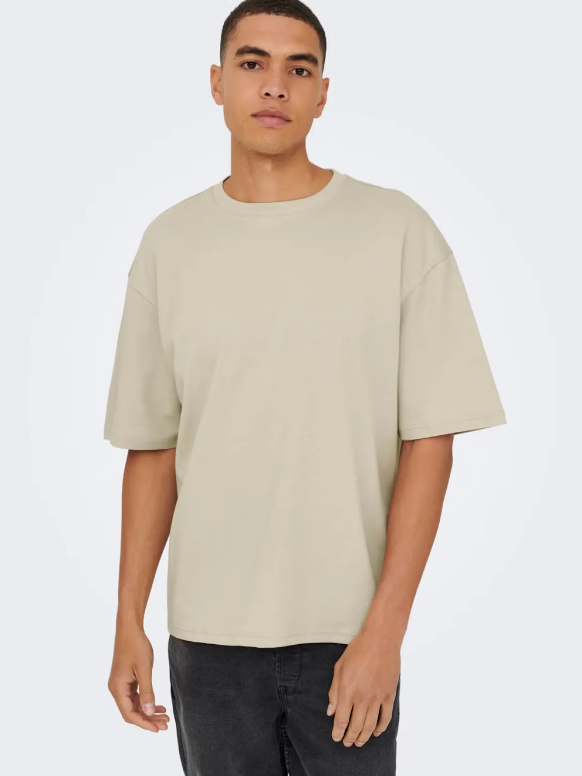 Only and Sons miesten t-paita ONSCaspian Airflex Boxy SS Tee Noos, Silver Lining
