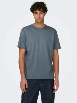 Only and Sons miesten T-paita Onsmax Life Ss Stitch Tee Noos, Flint Stone