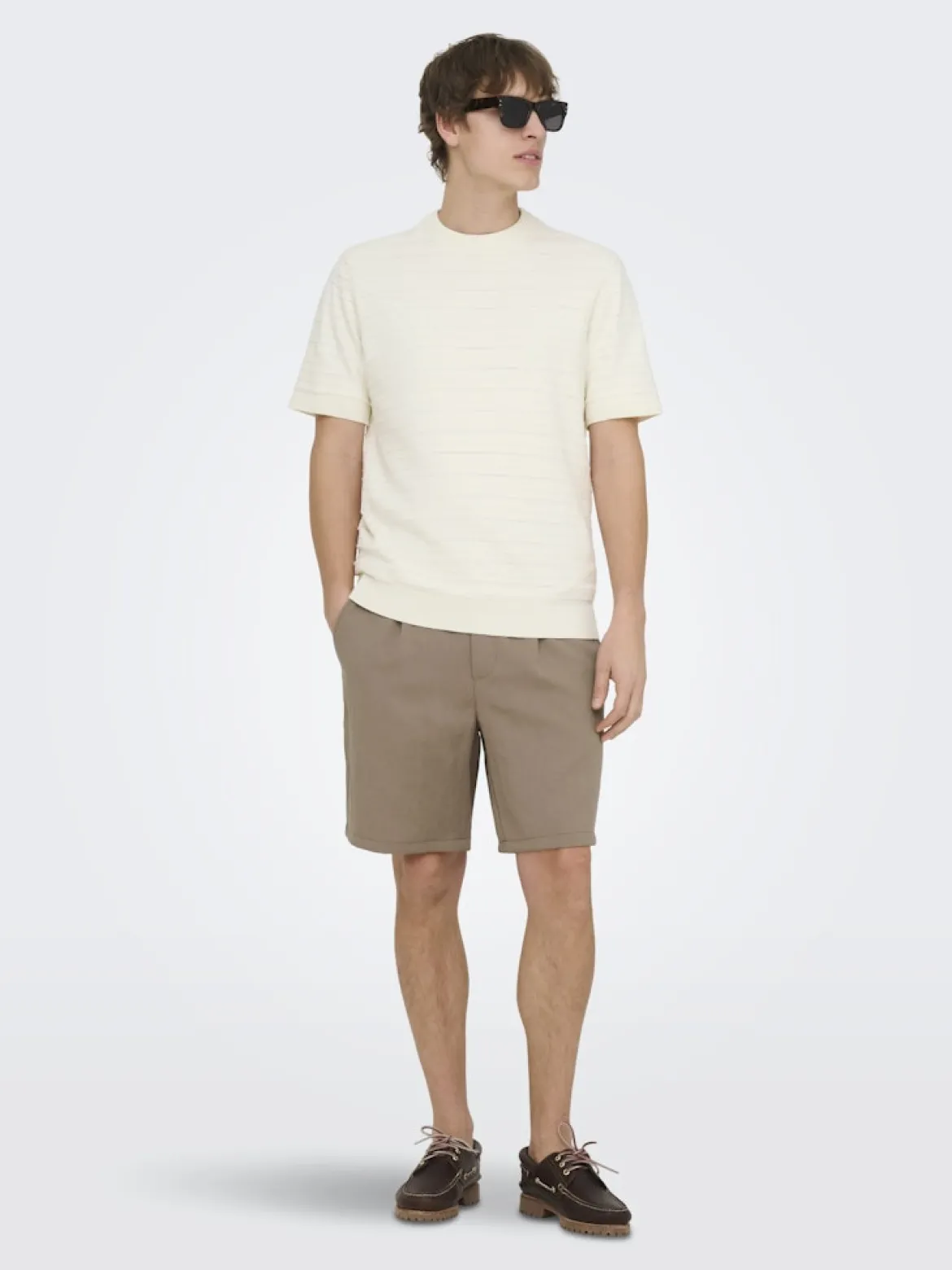 Only and Sons miesten t-paita Tano Life Reg SS Crew Knit, valkoinen