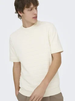 Only and Sons miesten t-paita Tano Life Reg SS Crew Knit, valkoinen