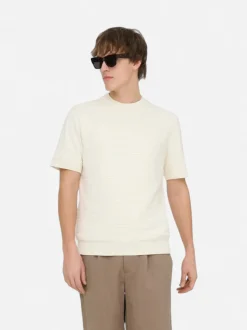 Only and Sons miesten t-paita Tano Life Reg SS Crew Knit, valkoinen