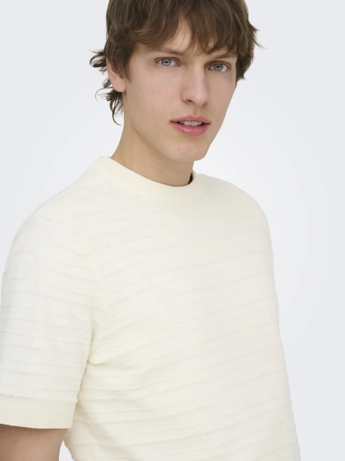 Only and Sons miesten t-paita Tano Life Reg SS Crew Knit, valkoinen
