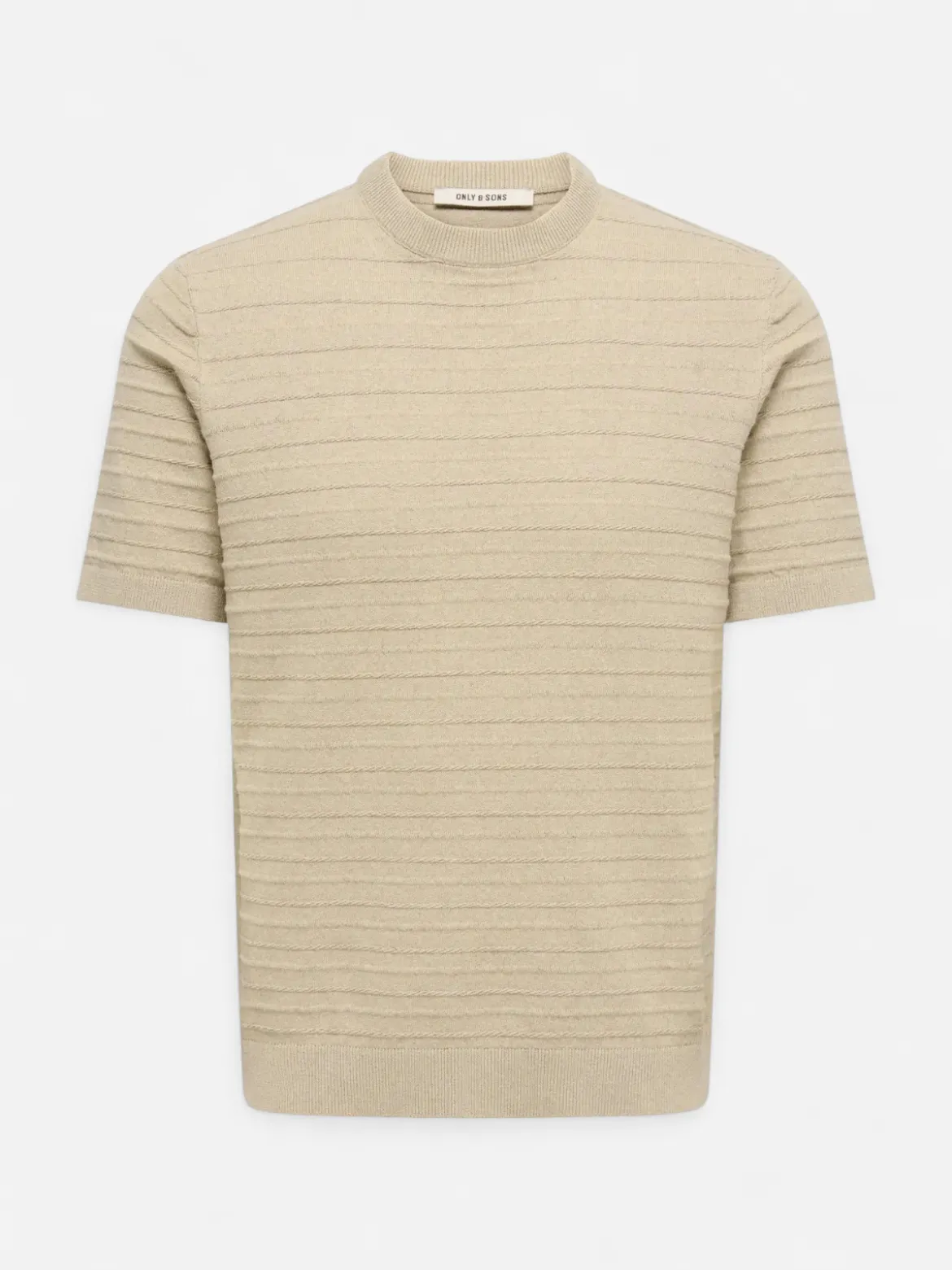 Only and Sons miesten t-paita Tano Life Reg SS Crew Knit, beige