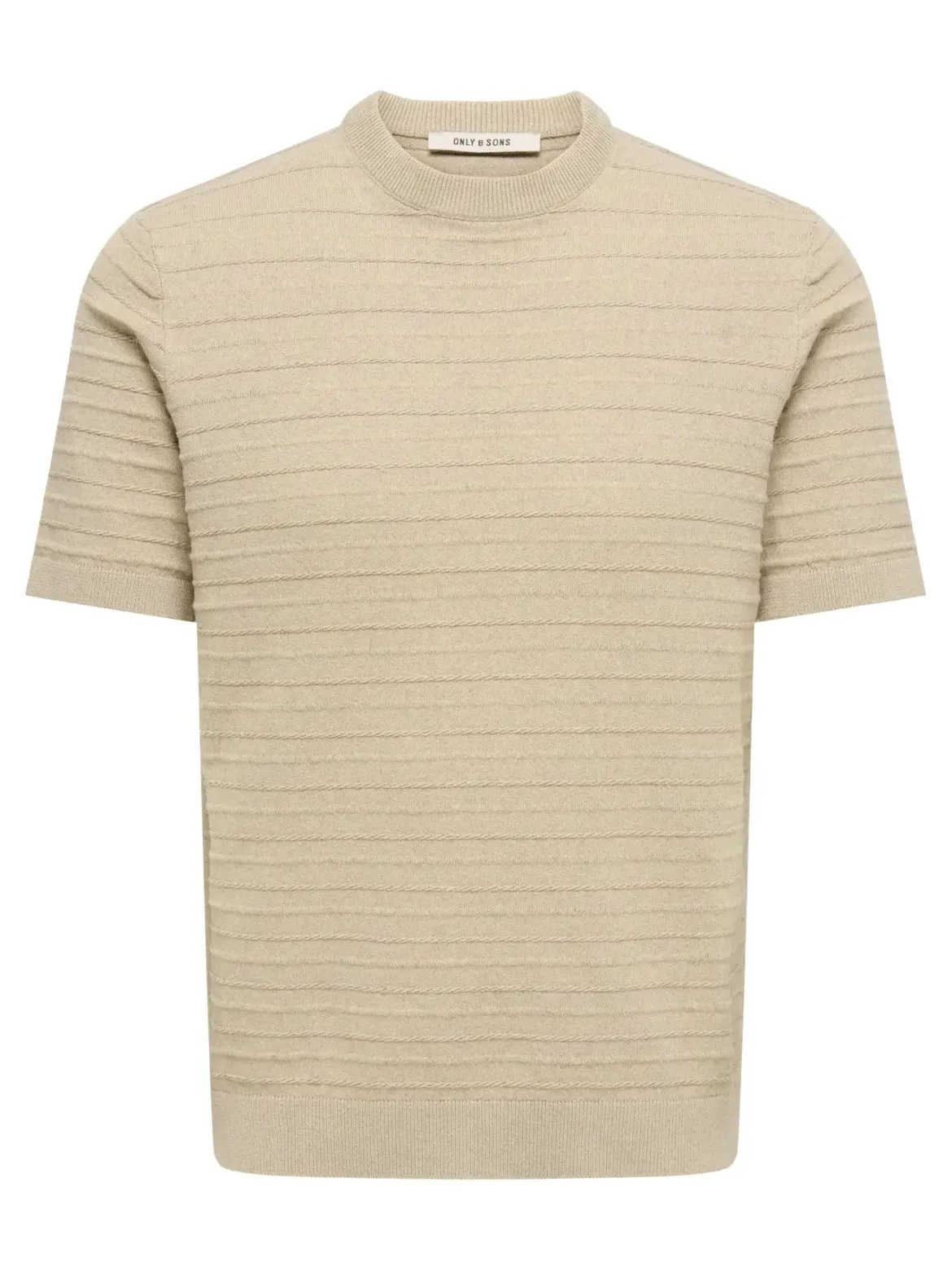 Only and Sons miesten t-paita Tano Life Reg SS Crew Knit, beige