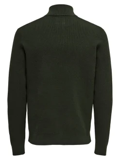 Only and Sons neule, PHIL COTTON HALF ZIP Armeijanvihreä