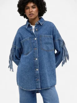 Only naisten farkkutakki Maureen LS Fringe Denim, Sininen, indigo