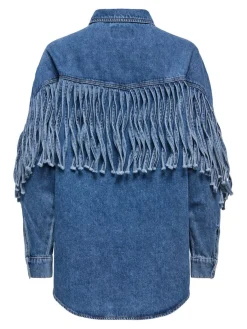 Only naisten farkkutakki Maureen LS Fringe Denim, Sininen, indigo