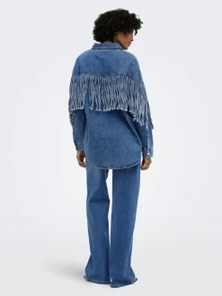 Only naisten farkkutakki Maureen LS Fringe Denim, Sininen, indigo