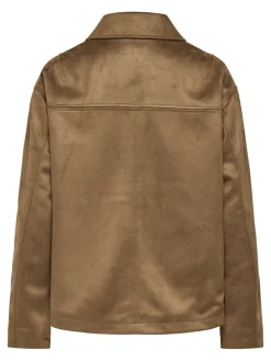 Only naisten nahkatakki Carolina Faux Suede Jacket, konjakinruskea