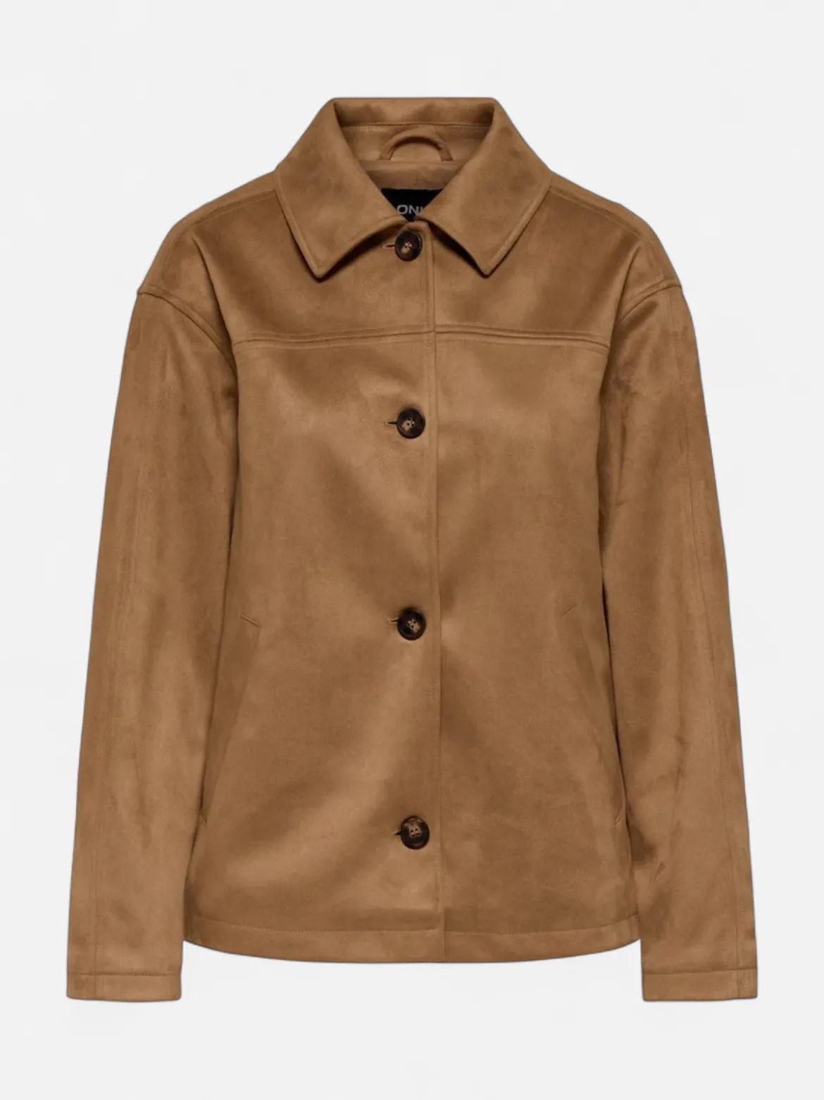 Only naisten nahkatakki Carolina Faux Suede Jacket, konjakinruskea