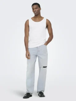 Only & Sons miesten hihaton paita ONSTanner, valkoinen