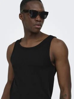 Only & Sons miesten hihaton paita ONSTanner, musta