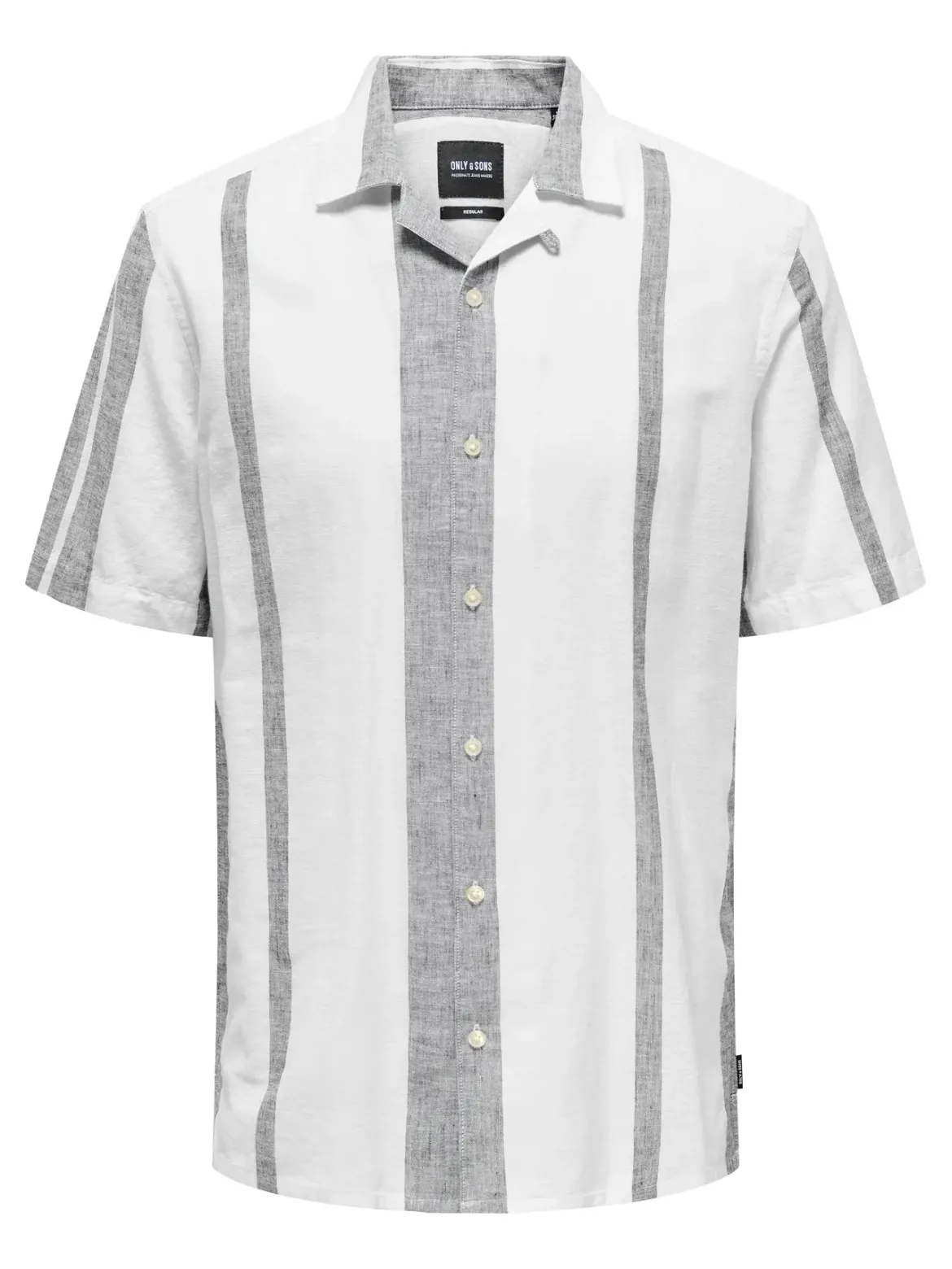Only & Sons miesten kauluspaita Onscaiden Life Stripe Res Linen Blend Noos, Cloud Dancer