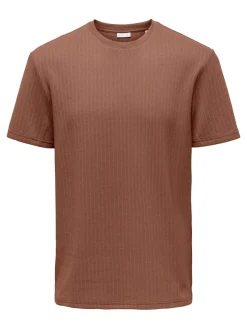 Only & Sons miesten t-paita Onstrey Life Reg SS Frml Tee, Rustic Brown