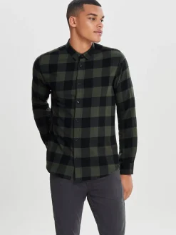 Only & Sons Ruudullinen Kauluspaita Vihreä Ruutu