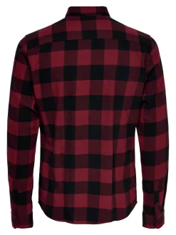 Only & Sons Ruudullinen Kauluspaita Cabernet