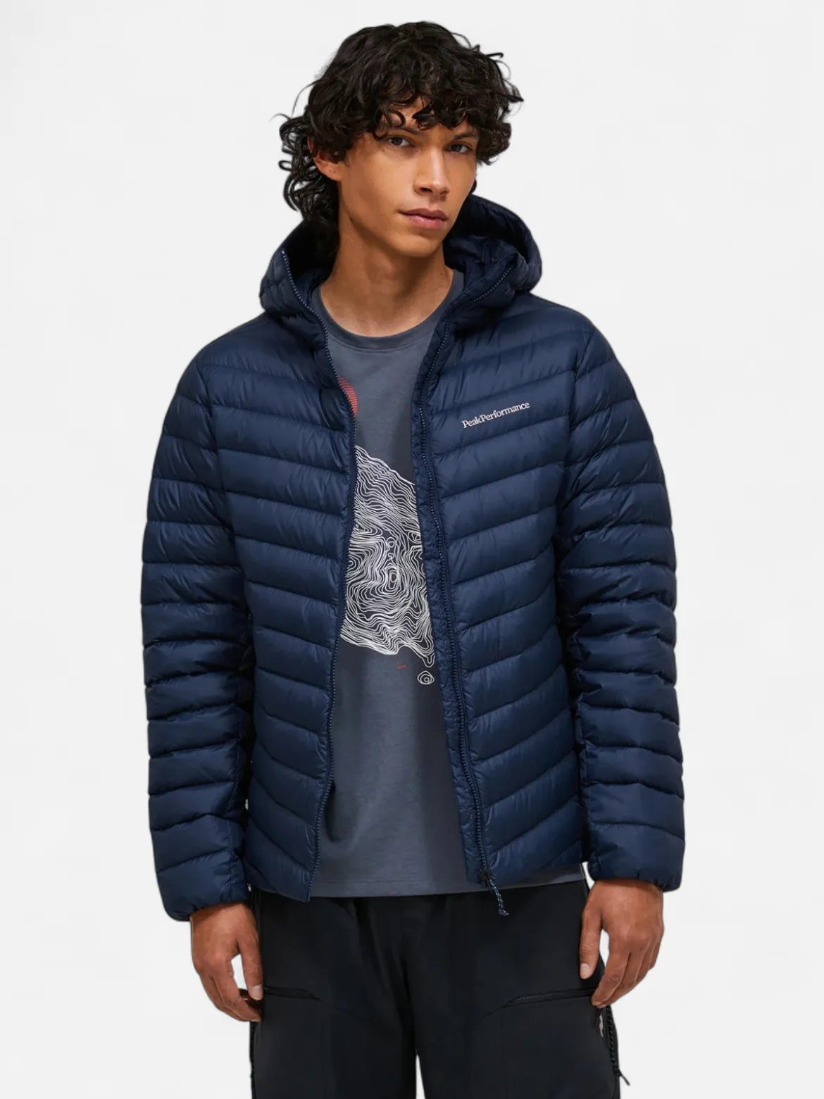 Peak Performance miesten kevytuntuvatakki M Frost Down Hood Jacket, tummansininen