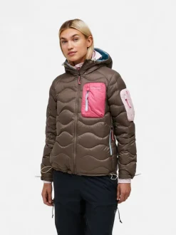 Peak Performance naisten untuvatakki Helium Utility Down Hood Jacket, kaakaonruskea