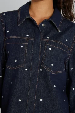 Philosophy Blues Original naisten farkkupaita Shine Denim Shirt, tummansininen