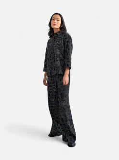 Philosophy Blues Original Naisten Suorat housut Mono Pants, musta kuosi