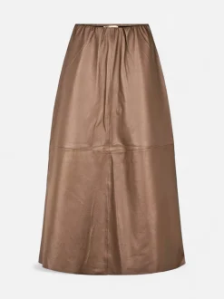 Philosophy Blues Original naisten hame, LAPA LEATHER SKIRT Keskiruskea