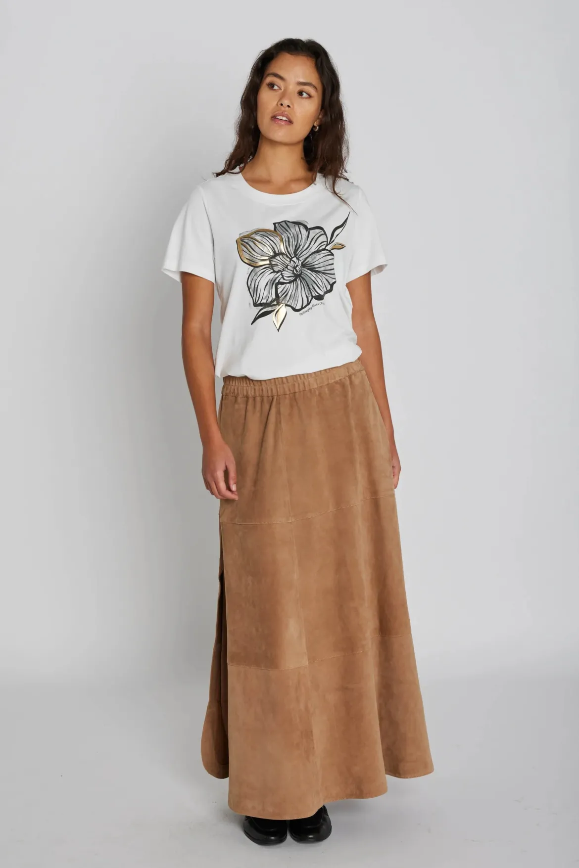 Philosophy Blues Original naisten hame Jono Suede Long Skirt, kameli