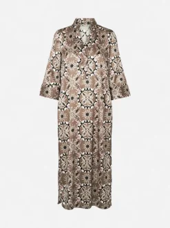 Philosophy Blues Original naisten mekko, SILKY SIMBIA DRESS Ruskea Kuosi