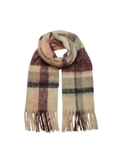 Pieces Kaulaliina Bea Long Scarf Noos Viininpunainen Kuosi