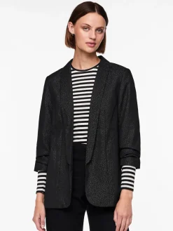 Pieces naisten bleiseri PCBOSELLA 3/4 GLITTER BLAZER NOOS, Black silver