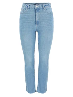 Pieces Naisten Farkut PCDELLY STRAIGHT HW CR LB124-BA Indigo