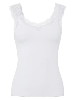 Pieces naisten toppi PCBARBERA LACE TOP JRS NOOS, valkoinen