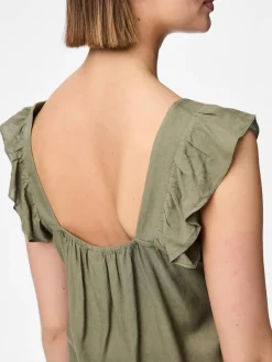 Pieces naisten toppi Pcpia Sl Top Wvn Noos, Deep Lichen Green