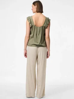 Pieces naisten toppi Pcpia Sl Top Wvn Noos, Deep Lichen Green