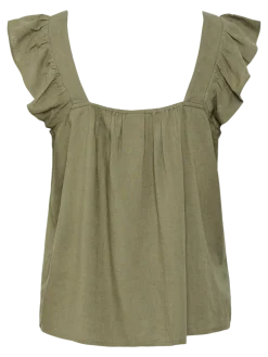 Pieces naisten toppi Pcpia Sl Top Wvn Noos, Deep Lichen Green